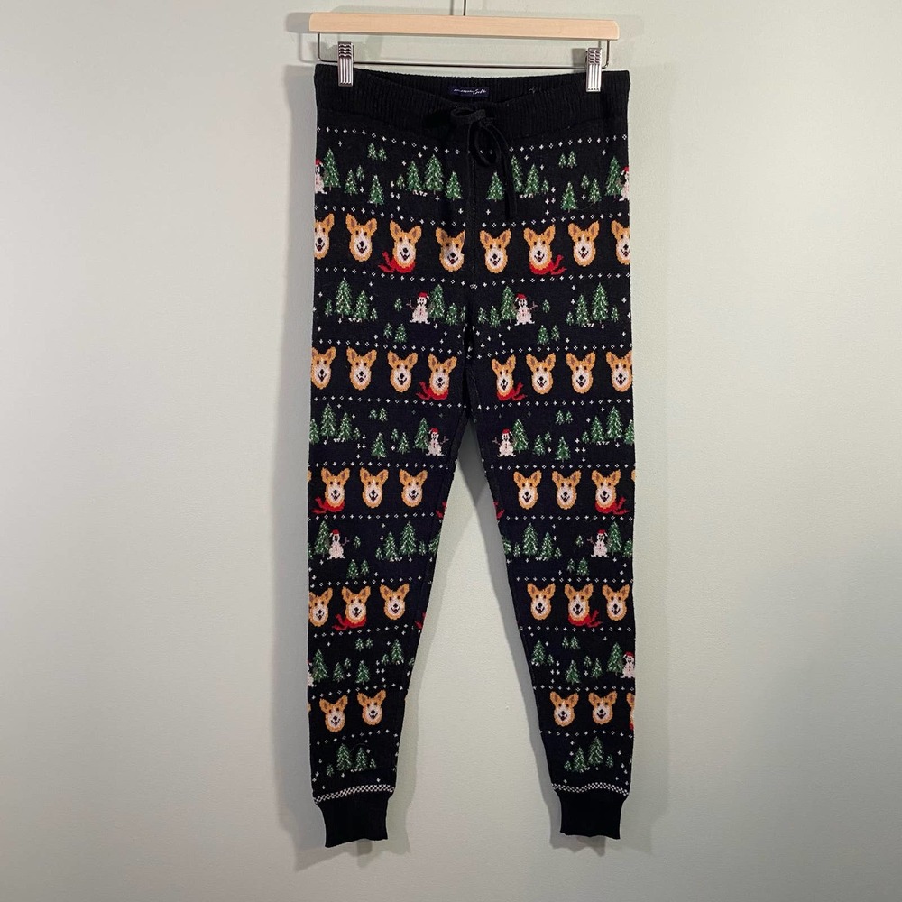American Eagle Outfitters Black Festive Joggers